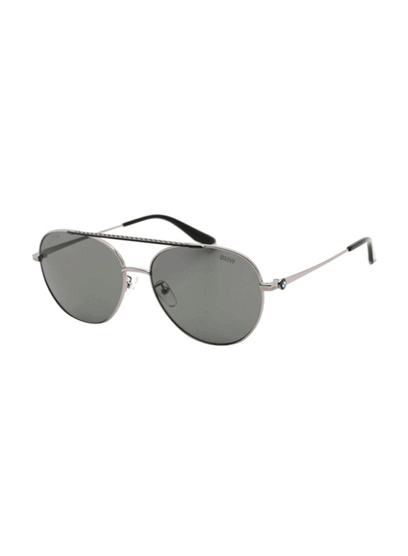 BMW Polarized Full-Rim Pilot Grey Sunglasses For Men, Grey Lens, BW0006 14D