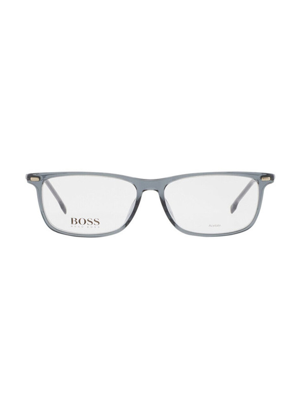 Hugo Boss Full-Rim Rectangle Grey Eyewear Frames For Men, Mirrored Clear Lens, BO1229/U 0KB7 00