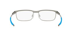Oakley Steel Plate XS Full-Rim Rectangle Satin Brushed Chrome/Blue Eyeglass Frame for Kids Unisex, Clear Lens, 0OY3002 02, 46/14/130