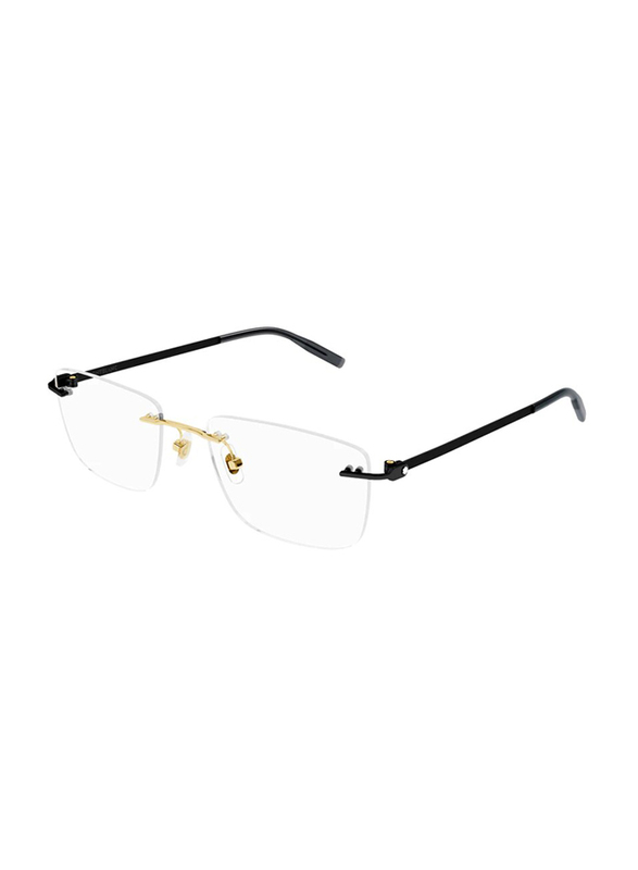 Mont Blanc Rimless Rectangular Black Eyewear Frames For Men, Mirrored Clear Lens, MB0281O-011, 58/21/150