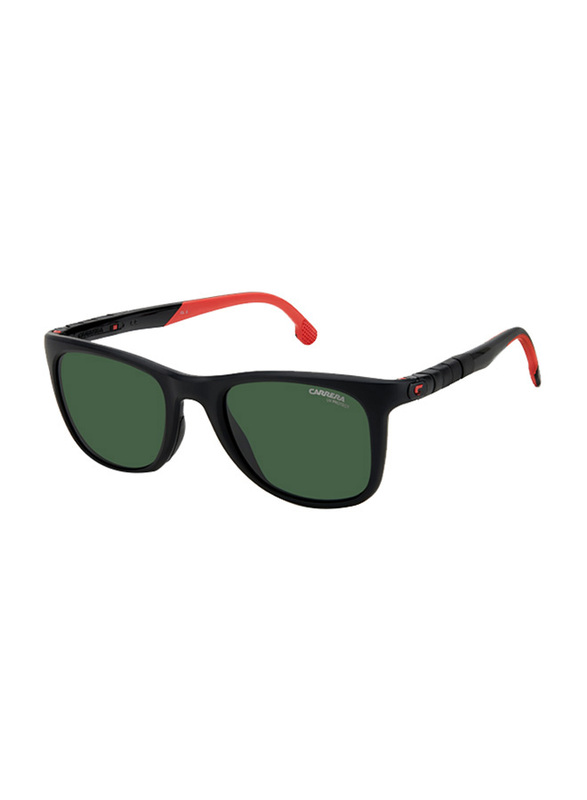Carrera Full-Rim Square Matte Black Sunglasses for Men, Green Lens, HYPERFIT 22/S 00352QT, 52/22/140