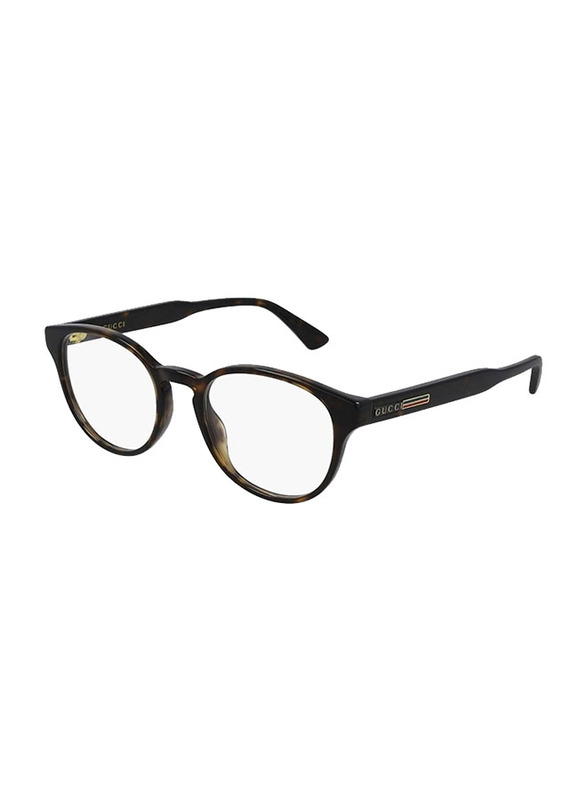 Gucci Full-Rim Panto Havana Brown Eyeglasses Frame Unisex, Transparent Lens, GG0827O, 50/20/145