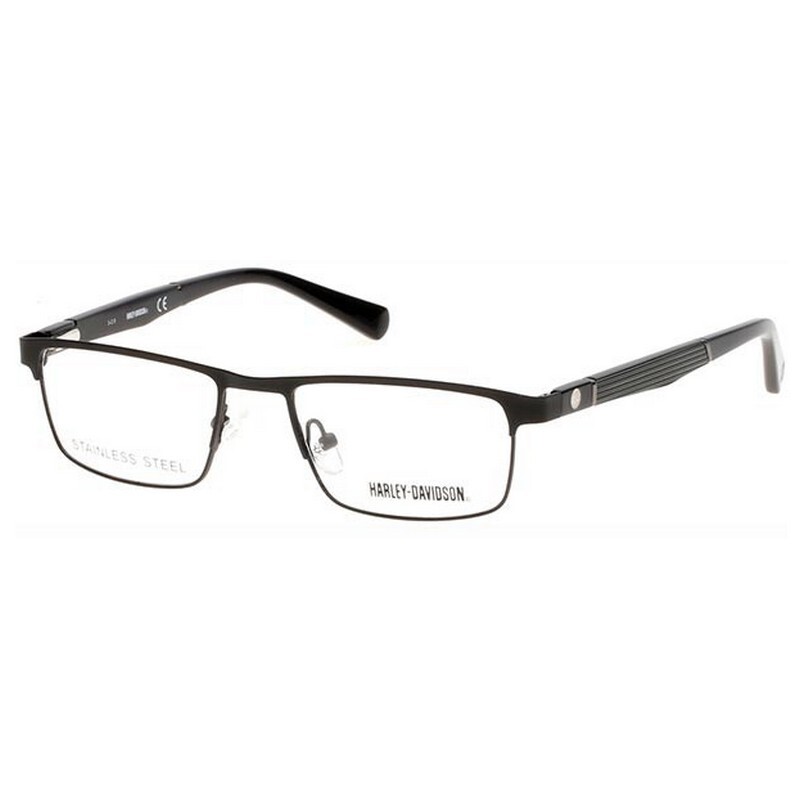 Harley Davidson Full-Rim Square Matte Black Eyeglasses Unisex, Clear Lens, HD0130T 2, 49/17/135