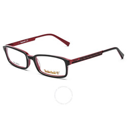 Timberland Full-Rim Rectangular Black/Pink Eyeglass Frames for Men, Clear Lens, TB5061 001, 49/16/135