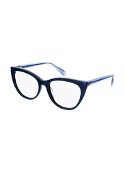 Police Full-Rim Cat Eye Shiny Blue Eyeglass Frames for Women, Transparent Lens, VPLC26 5409GU