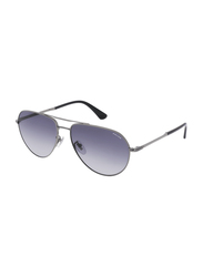 Police Roadie 3 Full-Rim Aviator Shiny Ruthenium Sunglasses for Men, Smoke Gradient Lens, SPLE25 0509, 59/15/145