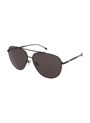 Hugo Boss Full-Rim Pilot Black Sunglasses for Men, Brown Lens, 1296/F/S 0003 IR, 63/13/145