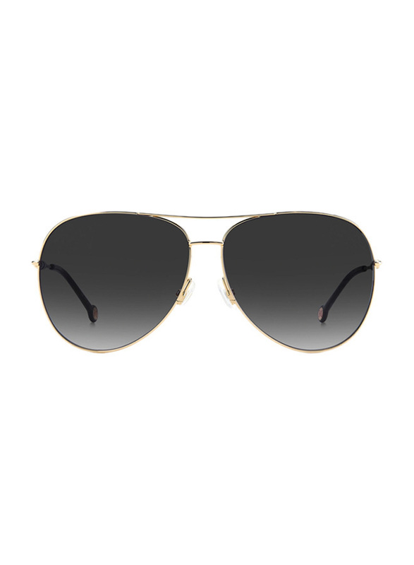 Carolina Herrera Full-Rim Pilot Gold Sunglasses for Women, Gray Shaded Lens, CH0034 S 0J5G 9O, 64/13/145