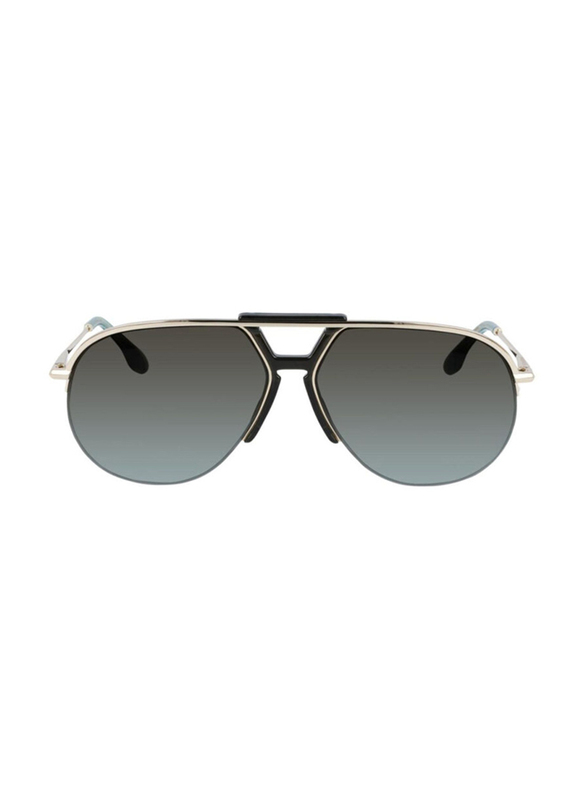 Victoria Beckham Full-Rim Pilot Gold Sunglasses for Women, Dark Green Lens, VB222S 704, 65/14/140