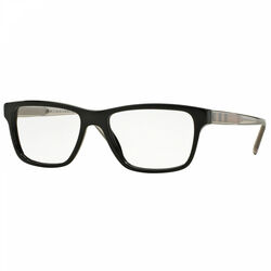 Burberry Full-Rim Rectangular Shiny Black Eyeglasses for Men, Clear Lens, BE2214 3001, 55/17/140