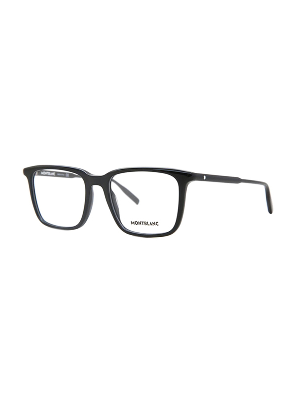Mont Blanc Full-Rim Square Black Eyewear Frames For Men, Mirrored Clear Lens, MB0011O 005, 54/19/150