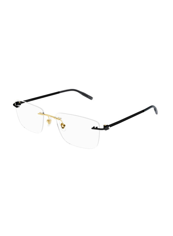 

Mont Blanc Rimless Rectangular Black Eyewear Frames For Men, Mirrored Clear Lens, MB0281O 001, 53/19/145