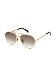 David Beckham Full-Rim Pilot Gold Sunglasses for Men, Brown Gradient Lens, DB7037/G/S 06J629K, 61/16/145