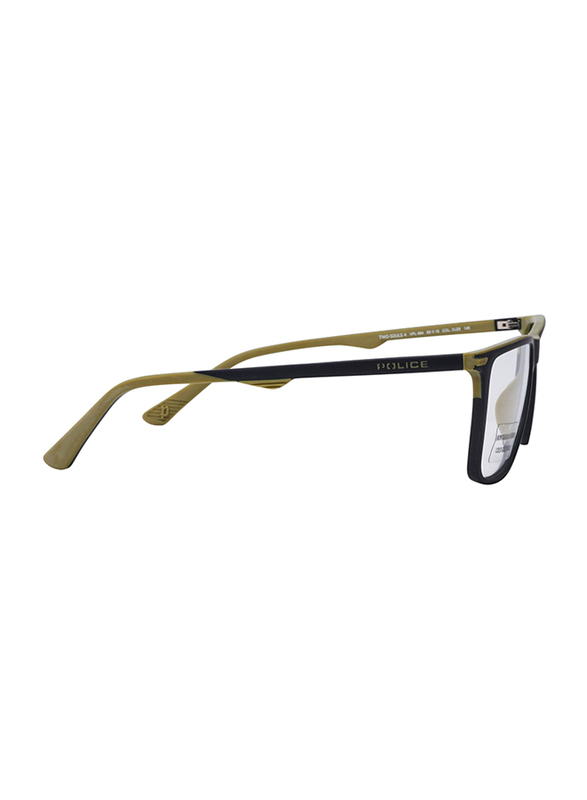 Police Two-Souls 4 Full-Rim Square Matte Black Eyeglass Frame for Men, Clear Lens, VPL484 0U28, 55/15/145