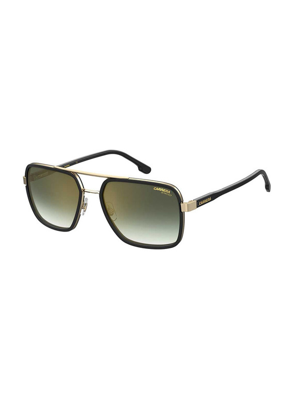 Carrera Full-Rim Rectangle Gold/Black Sunglasses for Men, Green Lens, CA256/S RHL58D6, 58/18/140