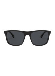 Emporio Armani Full-Rim Square Black Sunglasses for Men, Grey Lens, EA4129 504287, 56/19/142