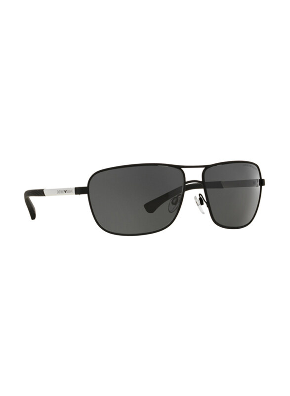 

Emporio Armani Full-Rim Rectangle Black Rubber Sunglasses for Men, Grey Lens, EA2033 309487, 64/15/130