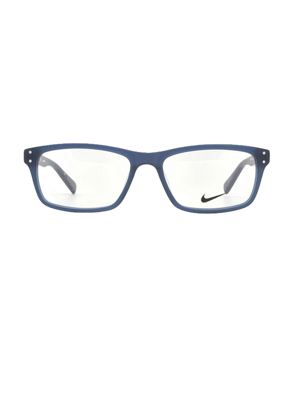 Nike Full-Rim Rectangular Blue Eyeglass Frames for Men, Transparent Lens, NIKE7242 440, 53/16