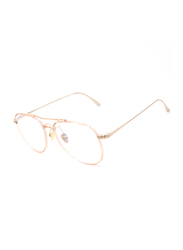 Tom Ford Full-Rim Pilot Gold Eyeglasses for Men, Transparent Lens, FT5666-B 074, 52/17/145