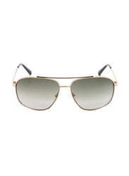 Guess Polarized Full-Rim Square Gold Tone Sunglasses Unisex, Grey Lens, GU6973 32P, 61/14/145