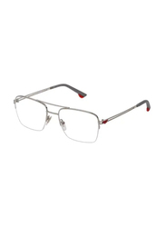 Police Full-Rim Rectangular Grey Eyeglass Frames Unisex, Transparent Lens, VPL879M 530579