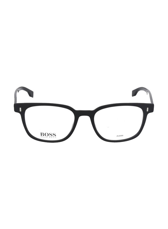 Hugo Boss Full-Rim Rectangle Black Eyewear Frames For Men, Mirrored Clear Lens, 0958 0807 00