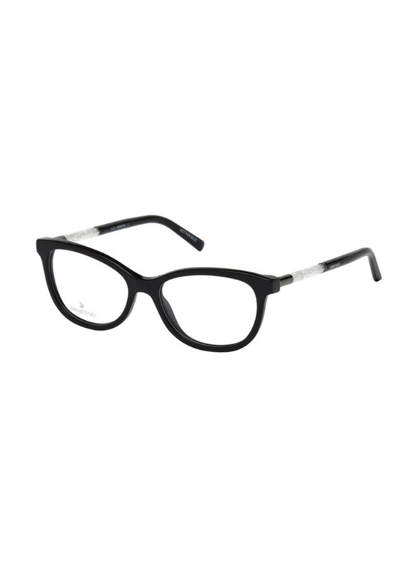 

Swarovski Full-Rim Round Black Eyeglass Frames for Women, Transparent Lens, SK5211 001, 54/16/140