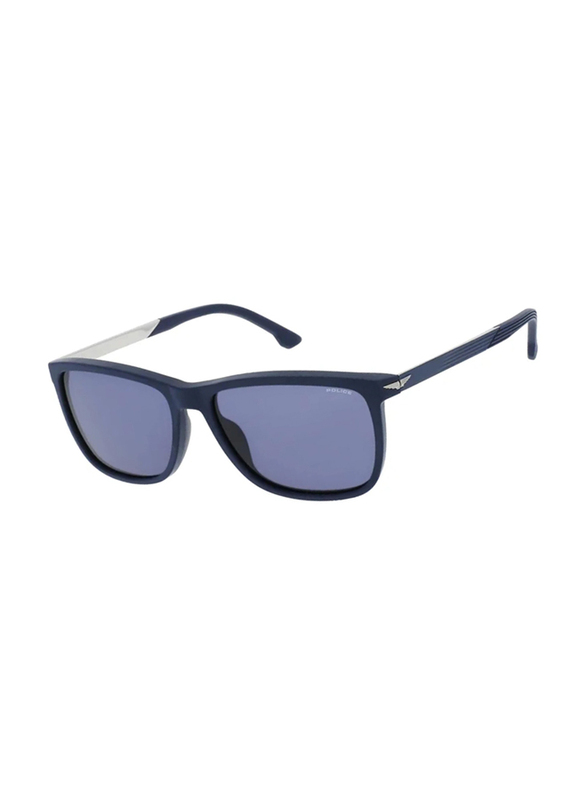 Police Polarized Full-Rim Rectangle Blue Sunglasses For Men, Slate Blue Lens, SPLC35M 0C03