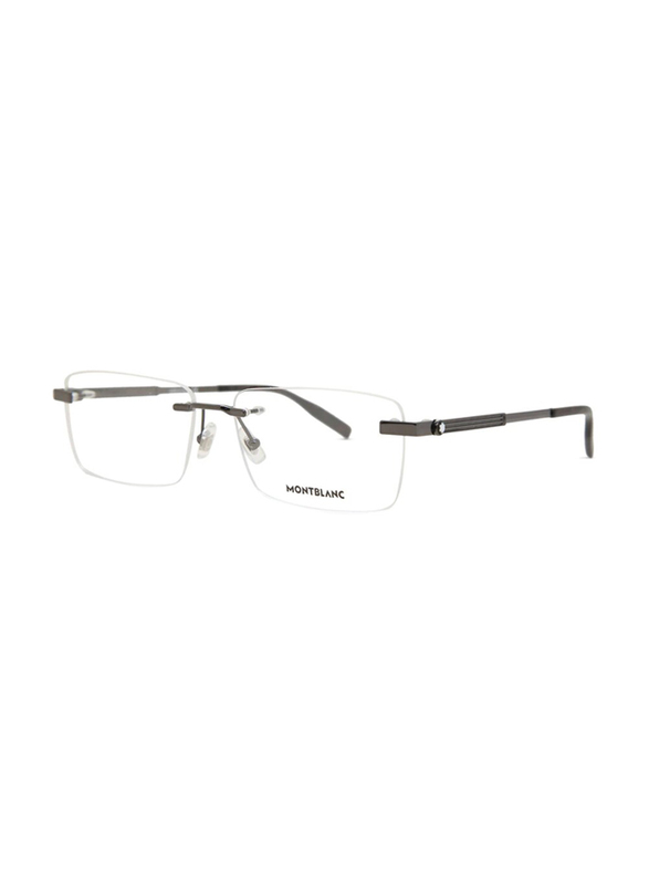 Mont Blanc Rimless Square Grey Eyewear Frames For Men, Mirrored Clear Lens, MB0030O 006, 59/16/150
