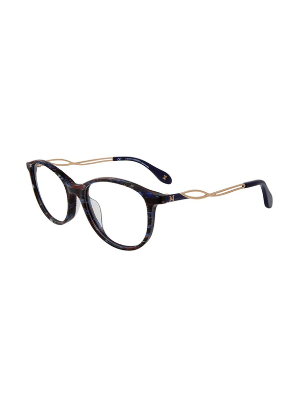 Carolina Herrera New York Full-Rim Aviator Blue Effect Fabric Pattern Eyeglasses Frame for Women, VHN590M 510AG2, 51/17/140