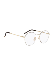Fendi Full-Rim Round Gold Eyeglass Frames for Men, Transparent Lens, FF M0049 0J5G 00, 52/20/150