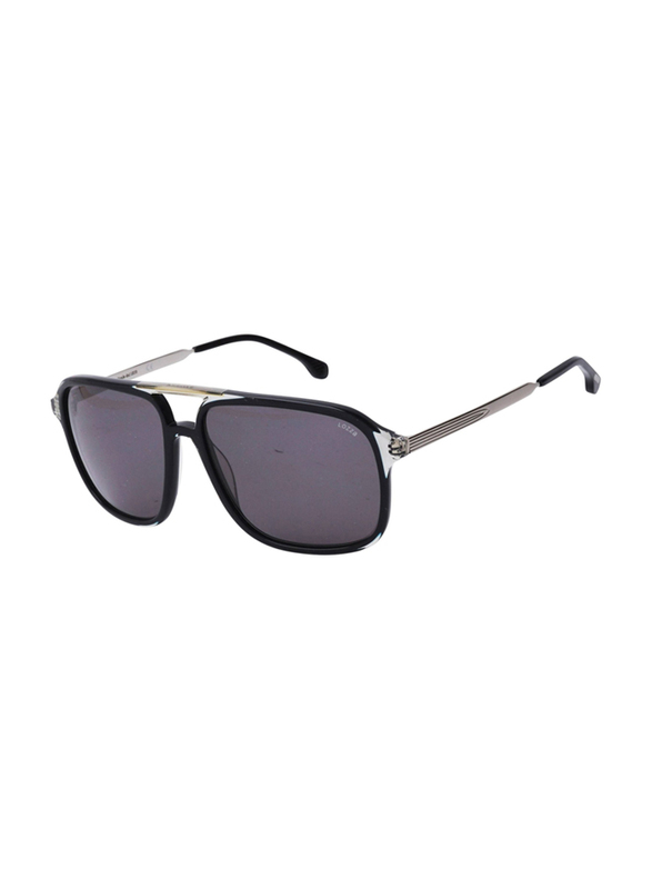 Lozza Full-Rim Rectangular Black Sunglasses for Men, Grey Lens, SL4250 5801EP, 58/15/145