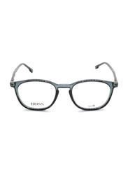 Hugo Boss Full-Rim Rectangle Black Eyewear Frames For Men, Mirrored Clear Lens, BO1087 0PJP 00