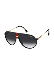 Carrera Full-Rim Pilot Black/Gold Unisex Sunglasses, Black Lens, CA1034/S 203359 Y11 9O, 63/12/140