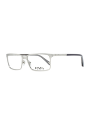 Fossil Full-Rim Square Silver Eyeglass Frames for Men, FOS6072 KJ1 5216, 52/16/140