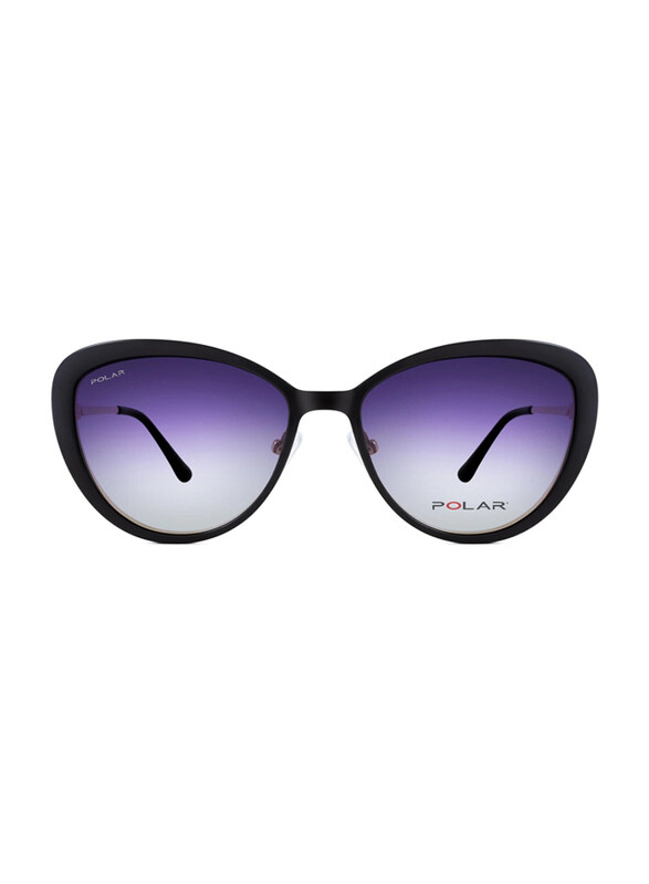 

Polar Full-Rim Butterfly Black Clip-On Frame for Women, Smoke Gradient Lens, 518 78, 55/17/140