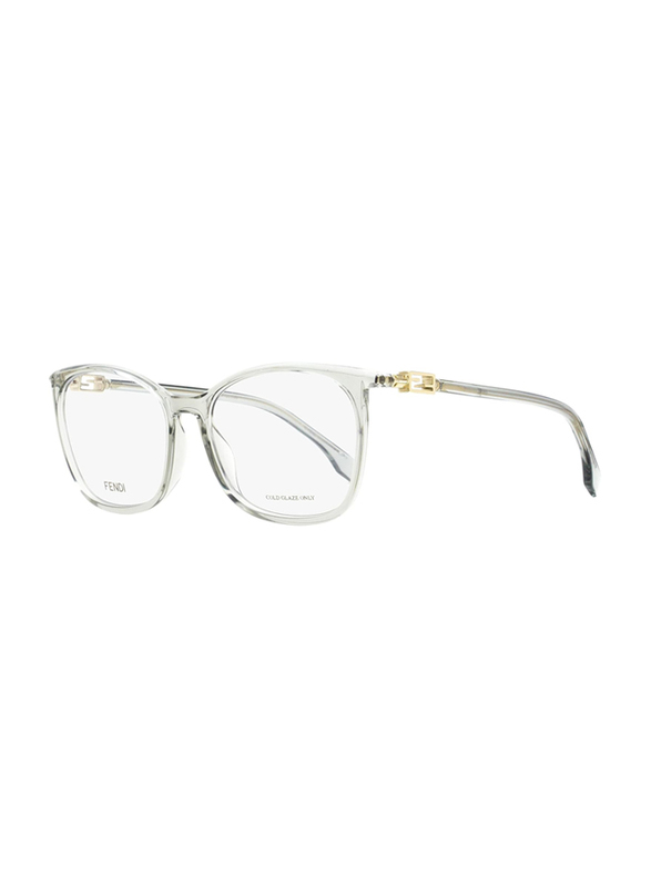 Fendi Full-Rim Square Grey Eyeglass Frames for Women, Transparent Lens, FF 0461/G 0KB7 56, 56/17/145