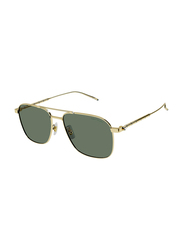 Mont Blanc Full-Rim Pilot Gold Sunglasses for Men, Green Lens, MB0214S 007, 60/16/145