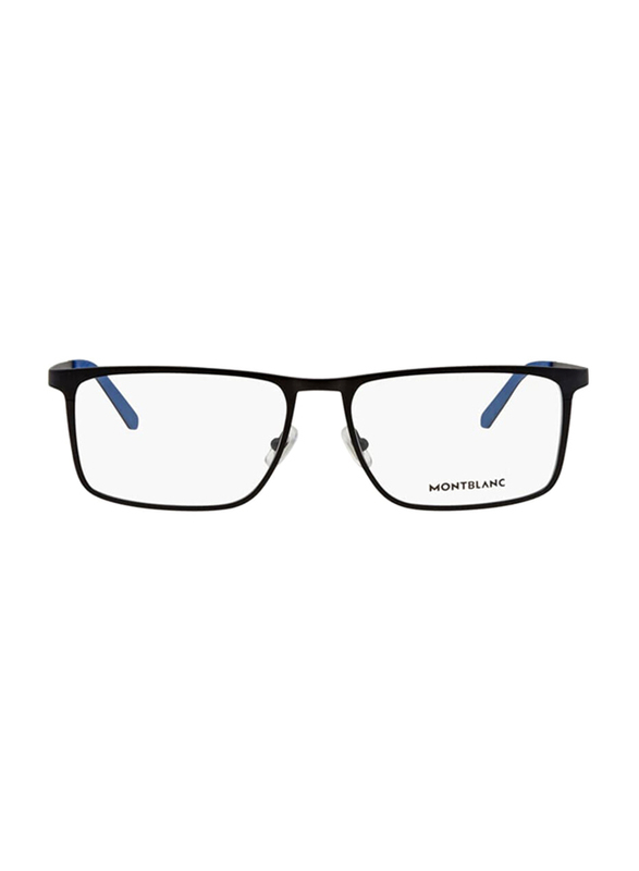 Mont Blanc Full-Rim Rectangular Black Eyewear Frames For Men, Mirrored Clear Lens, MB0106O 004