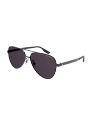 Mont Blanc Full-Rim Pilot Black Sunglasses for Men, Grey Lens, MB0182S 006, 57/16/145