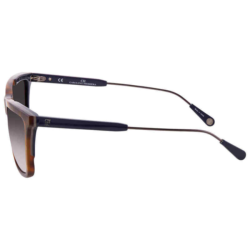 Carolina Herrera Full-Rim Square Brown Unisex Sunglasses, Grey Lens, SHE809 01GZ, 56/17/145