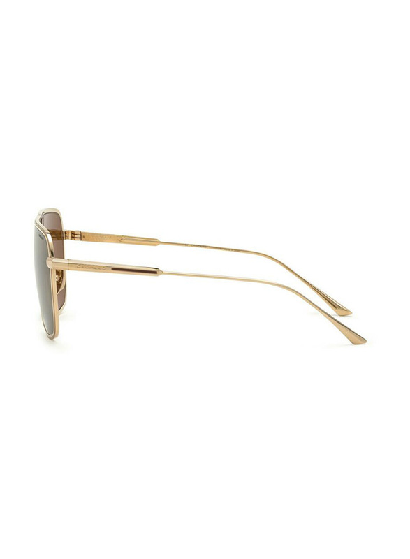 Chopard Full-Rim Square Shiny Gray Gold Sunglasses for Men, Smoke Lens, SCHF83M 8L7P, 60/16/145