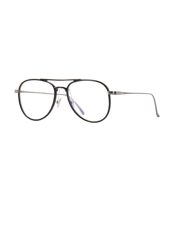Tom Ford Full-Rim Pilot Black Eyewear for Men, Transparent Lens, FT5666-B 001, 52/17/145