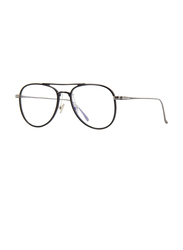 Tom Ford Full-Rim Pilot Black Eyewear for Men, Transparent Lens, FT5666-B 001, 52/17/145