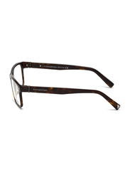 Ermenegildo Zegna Full-Rim Rectangular Dark Havana Brown Eyeglass Frame for Men, Transparent Lens, EZ5073 052, 57/15/140