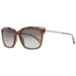 Carolina Herrera Full-Rim Square Shiny Moss Brown Sunglasses for Women, Black Lens, SHE689 5409GW, 54/18/140