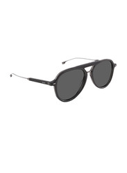 Hugo Boss Polarized Full-Rim Pilot Black Sunglasses for Men, Grey Lens, BO1356/S, 54/18/145