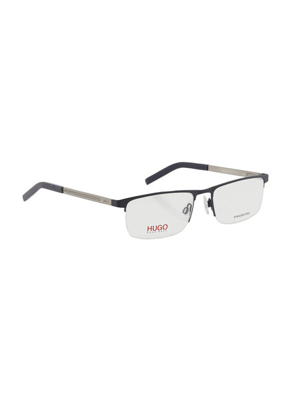 Hugo Half-Rim Rectangle Black Eyewear Frames For Men, Mirrored Clear Lens, HG1117 0FLL 00