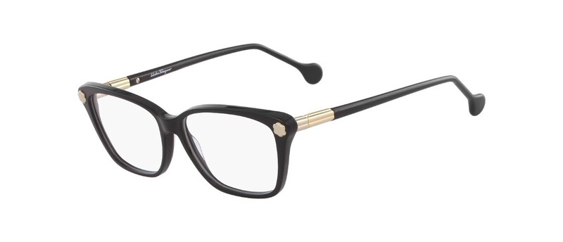 Salvatore Ferragamo Full-Rim Cat Eye Black Eyeglasseses Frame for Women, Clear Lens, SF2824 001, 54/14/140