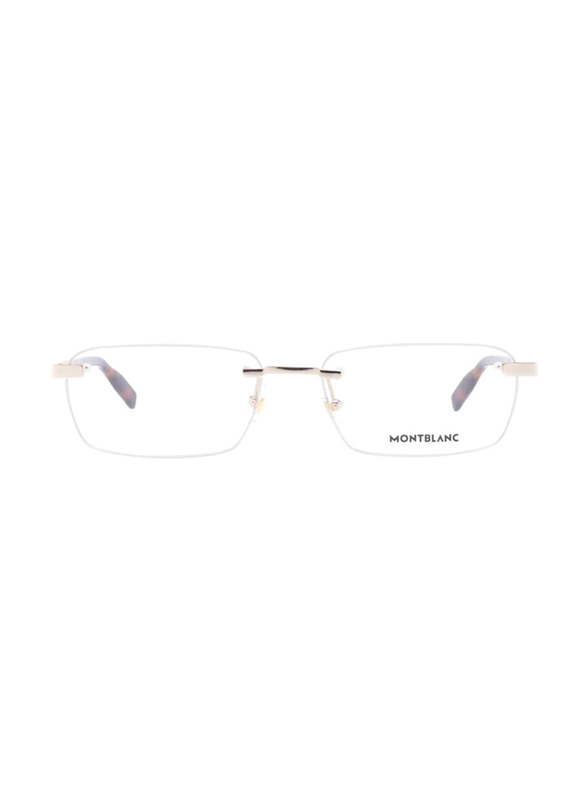Mont Blanc Rimless Rectangular Gold Eyewear Frames For Men, Mirrored Clear Lens, MB0023O 003